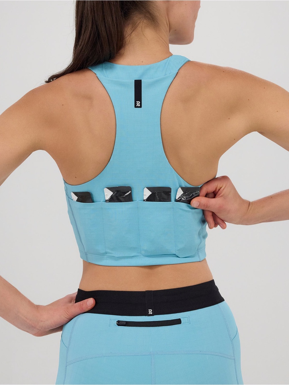 Bandit Running GRIDLOCK™ ZIP FRONT RACE CROP - VINTAGE BLUE - Picture 10 of 12